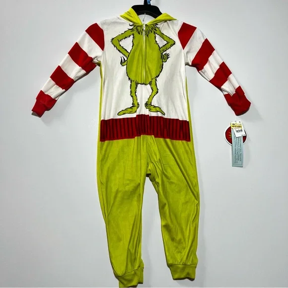 NWT Kids The Grinch Christmas Long Sleeve Union Suit- Green XS - Picture 2 of 8